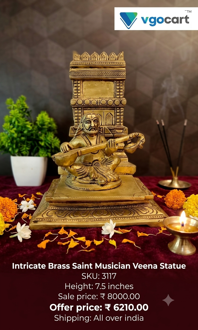 Premium Brass Sri Raghavendra Swamy Idol | Divine Mantralayam Guru Statue for Vastu & Spiritual Healing