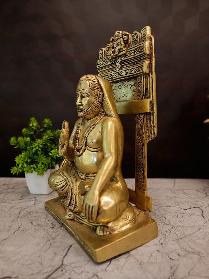 Grand Brass Sri Raghavendra Swamy Idol | Large Guru Rayaru Monument for Healing, Mandir & Mantralayam Devotion
