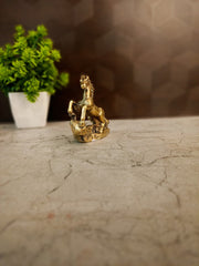 Small Brass Raising Horse Statue | Vastu Rearing Horse Figurine for Office Desk & Success