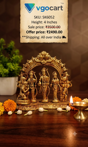 Handcrafted Brass Fine Art Ram Darbar With Thiruvachi | Divine Temple Idol for Home Mandir & Spiritual Blessings