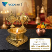 Divine Shankha Chakra Brass Deepam – Traditional Vishnu Symbol Decor