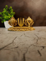 Handcrafted Brass Fine Art Sangu Chakra Namam | Vishnu Symbols for Home Temple & Vastu