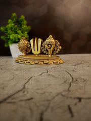 Handcrafted Brass Fine Art Sangu Chakra Namam | Vishnu Symbols for Home Temple & Vastu