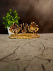 Handcrafted Brass Fine Art Sangu Chakra Namam | Vishnu Symbols for Home Temple & Vastu