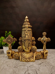 Exclusive Brass Perumal Relief Wall Mount | Traditional Venkateshwara Swamy Bust for Doorway & Vastu Decor