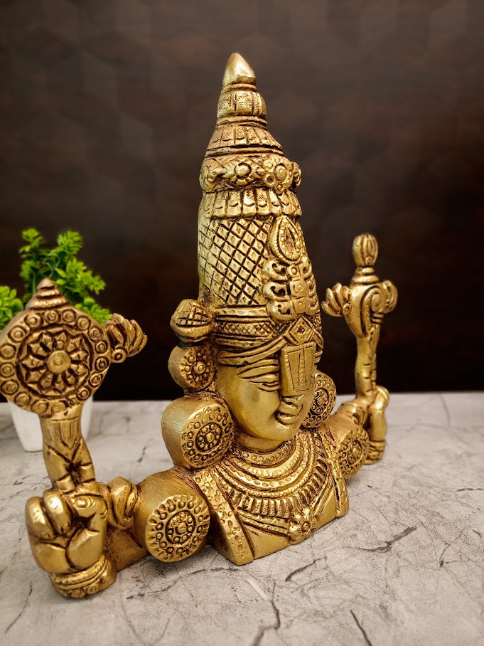 Exclusive Brass Perumal Relief Wall Mount | Traditional Venkateshwara Swamy Bust for Doorway & Vastu Decor