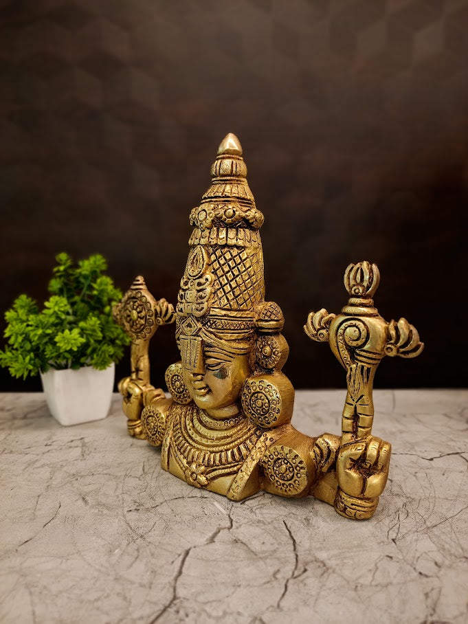 Exclusive Brass Perumal Relief Wall Mount | Traditional Venkateshwara Swamy Bust for Doorway & Vastu Decor