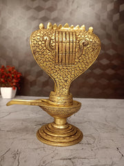 Premium Brass Shiva Lingam with Naga (Snake) | Antique Vastu Shivling Idol for Pooja Mandir & Meditation (India)