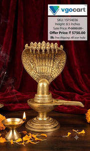Premium Brass Shiva Lingam with Naga (Snake) | Antique Vastu Shivling Idol for Pooja Mandir & Meditation (India)
