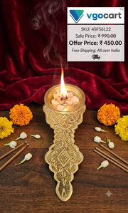 Premium Brass Eka Aarti Holder | Traditional Single Face Deepam with Handle for Daily Pooja & Vastu