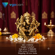 Premium Brass Siddhi Buddhi Ganesha Idol | Complete Divine Family Ganapati for Vastu, Wisdom & Luxury Decor