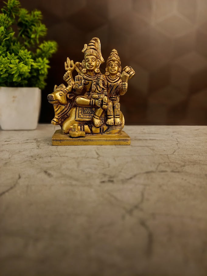 Brass Sivan Family Idol | Divine Shiva Parivar Statue for Pooja & Domestic Harmony
