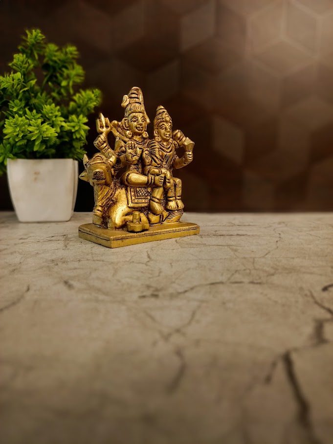 Brass Sivan Family Idol | Divine Shiva Parivar Statue for Pooja & Domestic Harmony