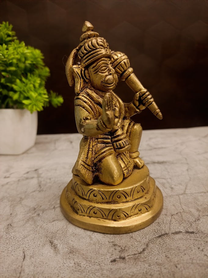 Buy Premium Antique Brass Sitting Hanuman Idol For Vastu Protection And Sacred Home Devotion Decor