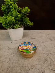 Exquisite Brass Designer Kumkum Bharani | Traditional Printed Sindoor Box for Pooja, Vastu & Thamboolam Gifting