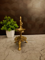 Premium Small Brass Aarti Diya with Bell | Compact Sacred Nada Deepam for Vastu & Daily Devotion