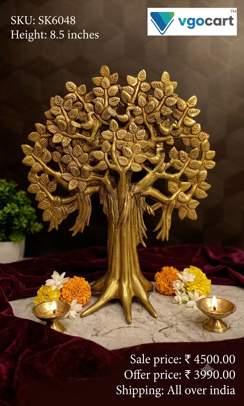 Premium Brass Table Top Karpagavriksham Tree | Divine Wish-Fulfilling Tree for Vastu, Desk & Home Decor