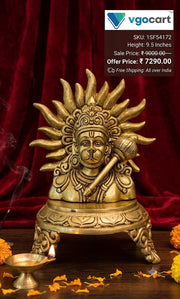 Exclusive Brass Dasya Hanuman on Pedestal Base | Premium Semi-Kneeling Anjaneya Idol for Courage & Vastu Protection