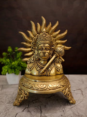 Exclusive Brass Dasya Hanuman on Pedestal Base | Premium Semi-Kneeling Anjaneya Idol for Courage & Vastu Protection