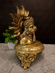 Exclusive Brass Dasya Hanuman on Pedestal Base | Premium Semi-Kneeling Anjaneya Idol for Courage & Vastu Protection