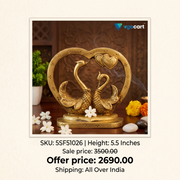 Premium Brass Heart Love Annam Showpiece | Elegant Mythological Swan Decor for Romance & Vastu