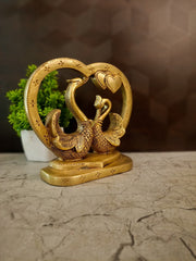 Premium Brass Heart Love Annam Showpiece | Elegant Mythological Swan Decor for Romance & Vastu