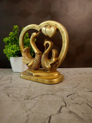 Premium Brass Heart Love Annam Showpiece | Elegant Mythological Swan Decor for Romance & Vastu