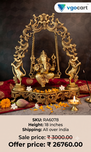 Premium Brass Swing Ganesha Idol | Kinetic Oonjal Ganapati Masterpiece for Vastu & Luxury Decor