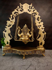 Premium Brass Swing Ganesha Idol | Kinetic Oonjal Ganapati Masterpiece for Vastu & Luxury Decor