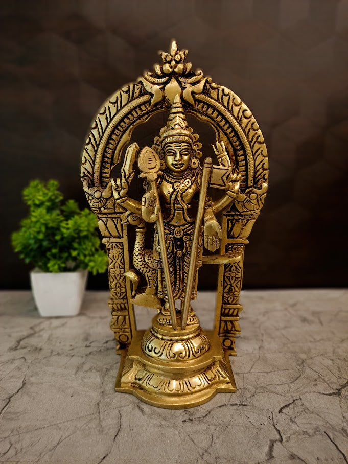 Premium Brass Thiruchendur Murugan with Thiruvachi | Majestic Senthil Andavar Idol for Vastu & Ultimate Victory