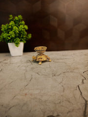 Brass Fine Art Tortoise Diya | Miniature Vastu Kurma Oil Lamp for Pooja & Home Decor