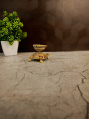 Brass Fine Art Tortoise Diya | Miniature Vastu Kurma Oil Lamp for Pooja & Home Decor