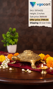 Handcrafted Brass Tortoise with Lord Ganesha Idol | Vastu & Feng Shui Lucky Charm for Wealth, Success & Home Decor