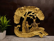 Premium Brass Radha Krishna Under Tree Wall Mount | Divine Eternal Love Hanging Relief for Vastu & Luxury Living Decor