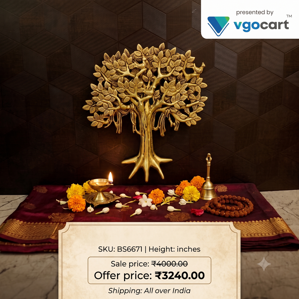 Premium Brass Kalpavriksha Tree Wall Hanging | Divine Wish-Fulfilling Tree for Vastu & Home Decor