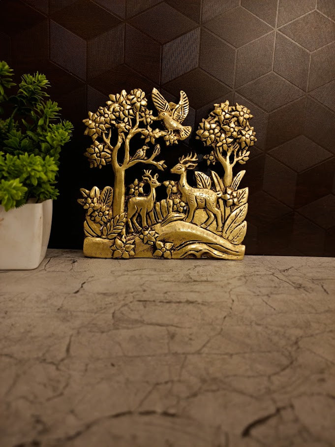 Premium Brass Designer Animal Wall Hanging | Majestic Heritage Wildlife Decor for Home & Vastu Strength