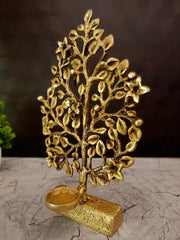 Premium Antique Brass Kalpavriksha Tree With Diya For Vastu Wealth And Wish Fulfillment