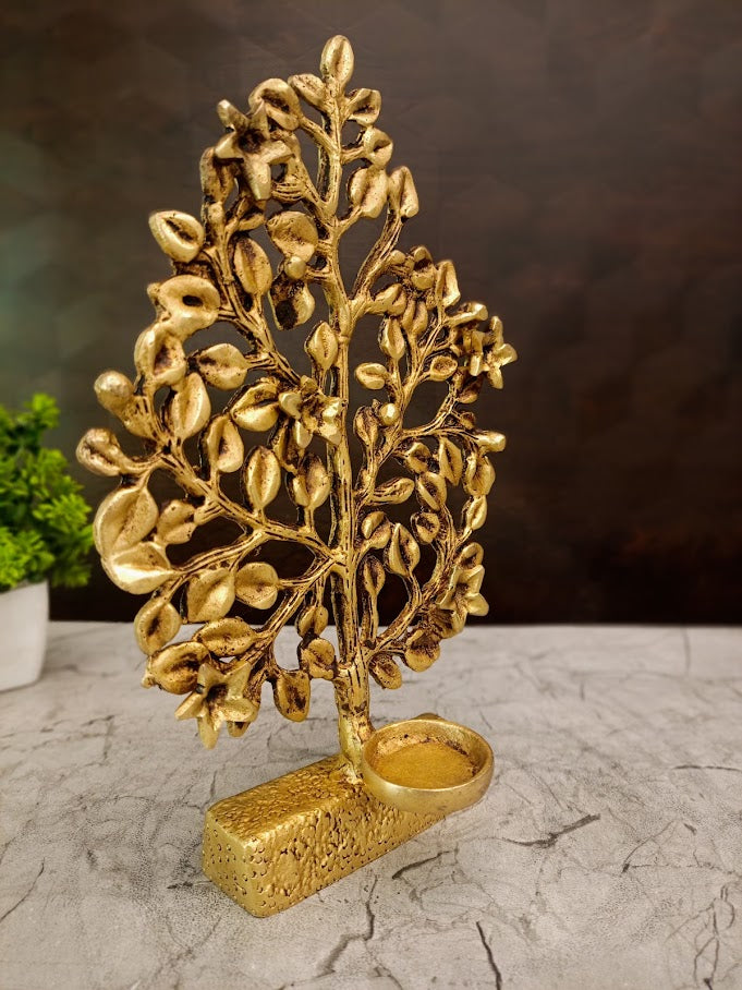 Premium Antique Brass Kalpavriksha Tree With Diya For Vastu Wealth And Wish Fulfillment