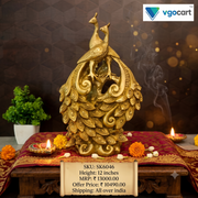 Premium Brass Pair of Peacocks on Branches | Elegant Twin Mayil Figurine for Vastu Harmony & Home Decor