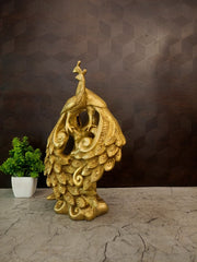 Premium Brass Pair of Peacocks on Branches | Elegant Twin Mayil Figurine for Vastu Harmony & Home Decor