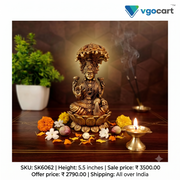 Premium Brass Fine Art Umbrella Lakshmi Idol | Divine Chattra Goddess of Wealth for Vastu & Home Decor