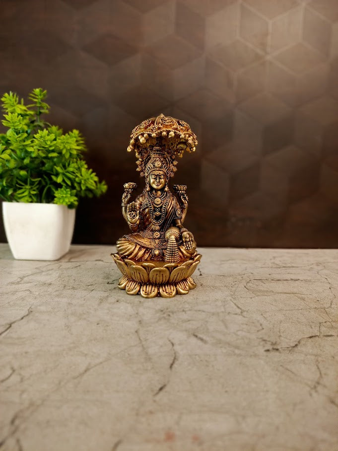 Premium Brass Fine Art Umbrella Lakshmi Idol | Divine Chattra Goddess of Wealth for Vastu & Home Decor