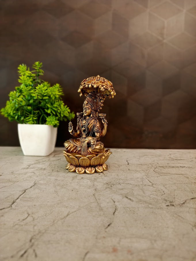 Premium Brass Fine Art Umbrella Lakshmi Idol | Divine Chattra Goddess of Wealth for Vastu & Home Decor
