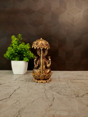 Premium Brass Fine Art Umbrella Lakshmi Idol | Divine Chattra Goddess of Wealth for Vastu & Home Decor
