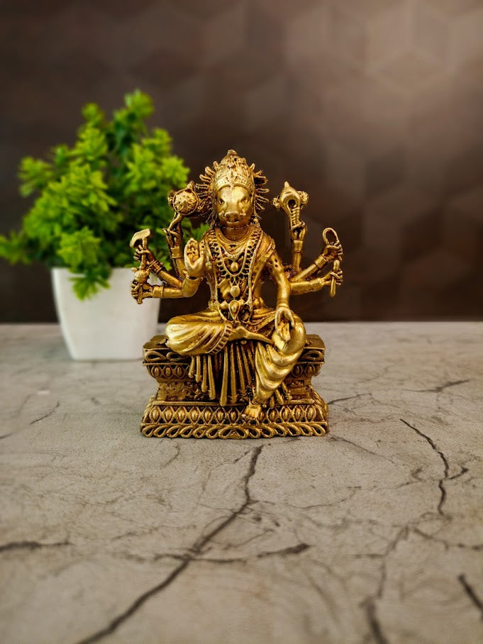 Handcrafted Brass Varahi Amman Statue | Premium Hindu Goddess Idol for Home Temple & Vastu