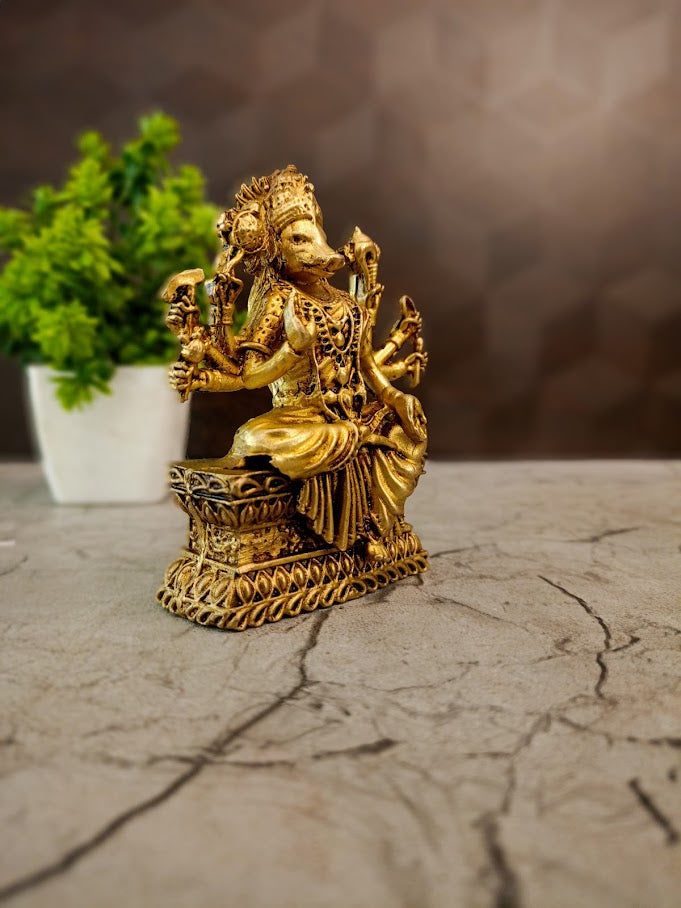 Handcrafted Brass Varahi Amman Statue | Premium Hindu Goddess Idol for Home Temple & Vastu