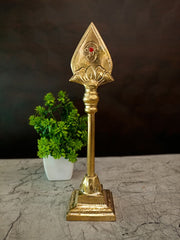 Premium Brass Vel on Round Base | Sacred Murugan Spear Stand for Vastu Protection & Pooja Mandir