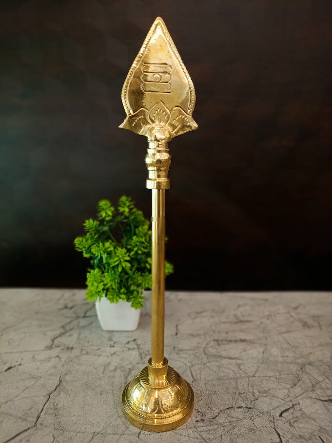 Premium Brass Vel on Round Base | Sacred Murugan Spear Stand for Vastu Protection & Pooja Mandir