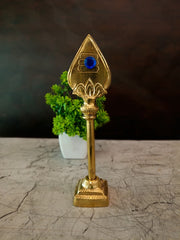 Premium Brass Stone-Studded Gnana Vel | Jeweled Murugan Spear for Vastu, Alangaram & Pooja Mandir