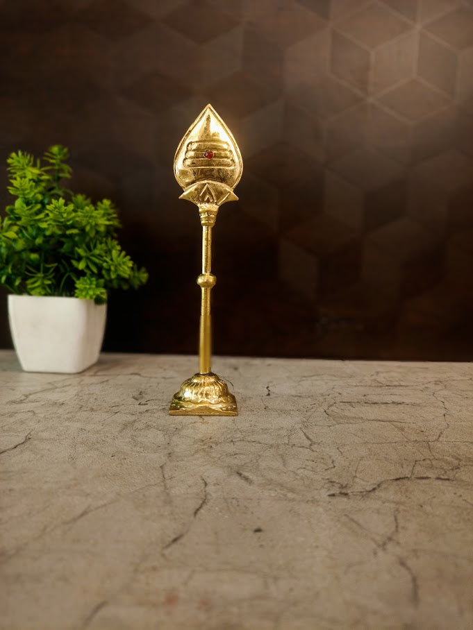 Small Premium Brass Stone-Studded Vel | Divine Lord Murugan Spear for Pooja & Vastu Protection